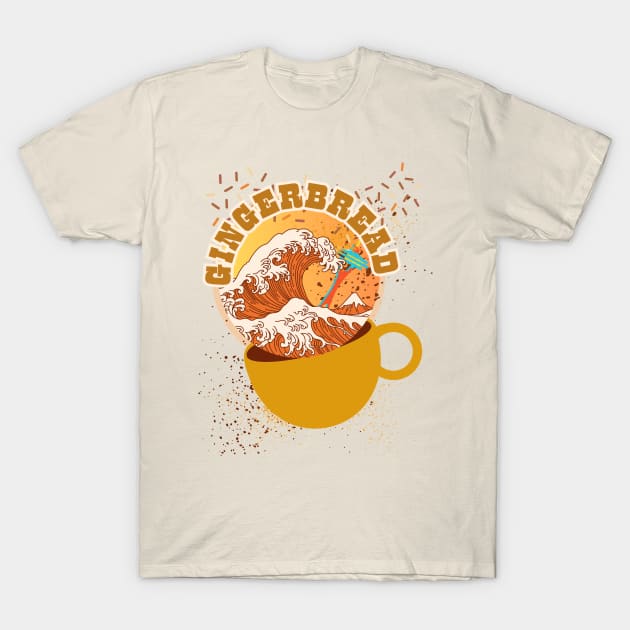 Gingerbread Spice. Cascadia Great Wave of Holiday Coffee Style T-Shirt by SwagOMart